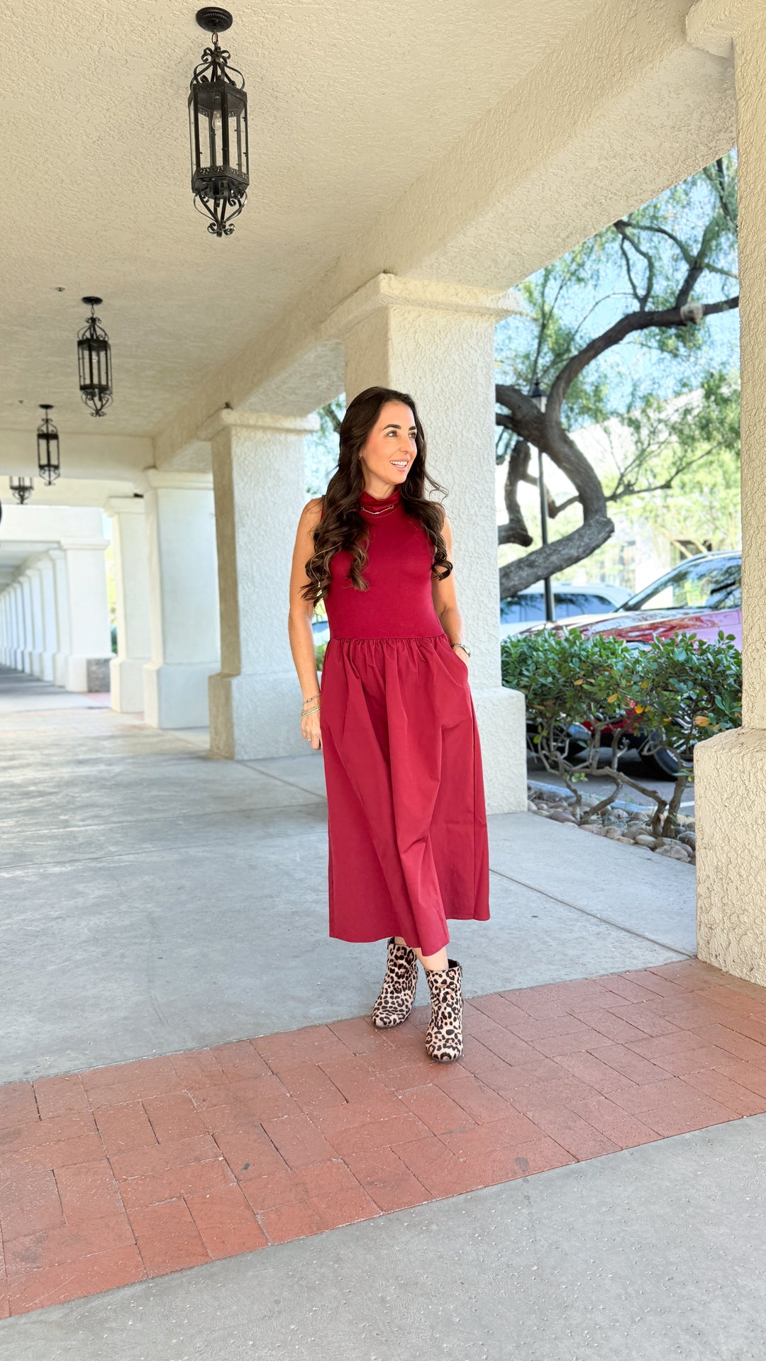 The Maren Mock Neck Midi Dress