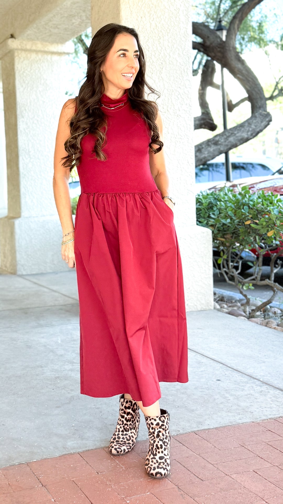 The Maren Mock Neck Midi Dress