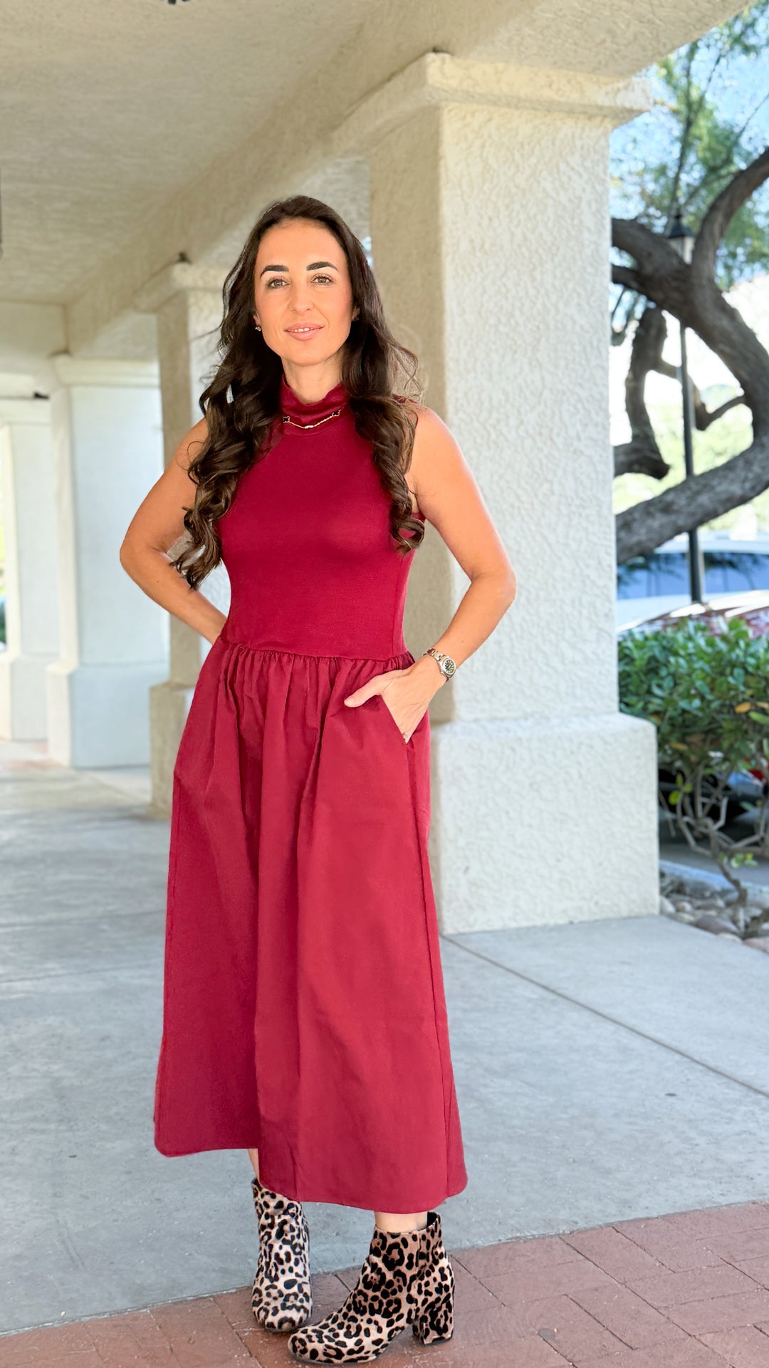 The Maren Mock Neck Midi Dress