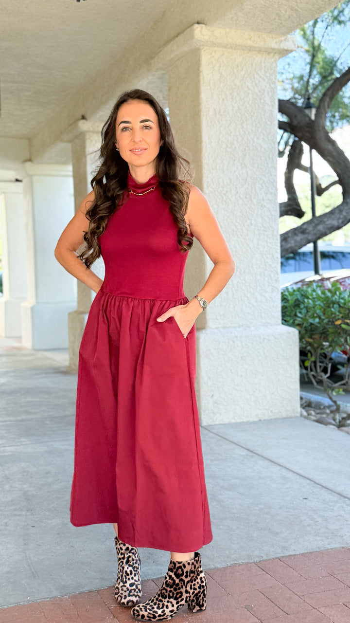 The Maren Mock Neck Midi Dress