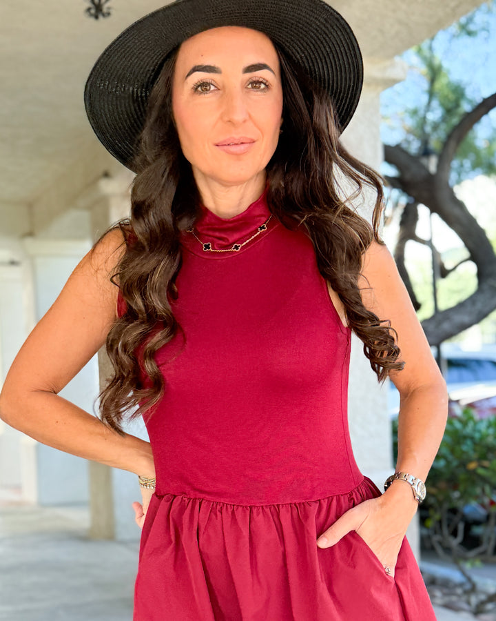 The Maren Mock Neck Midi Dress