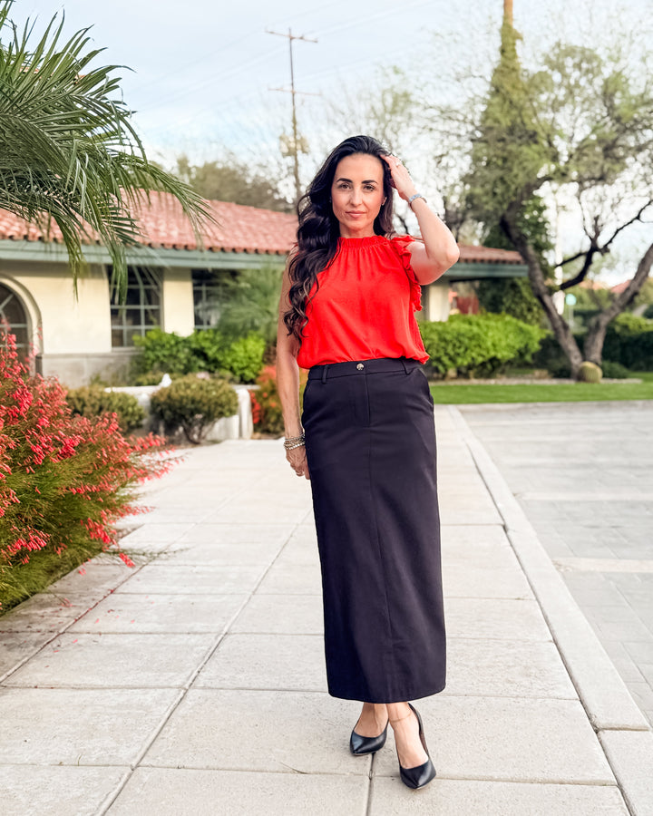 The Victoria Maxi Skirt With Button Closure