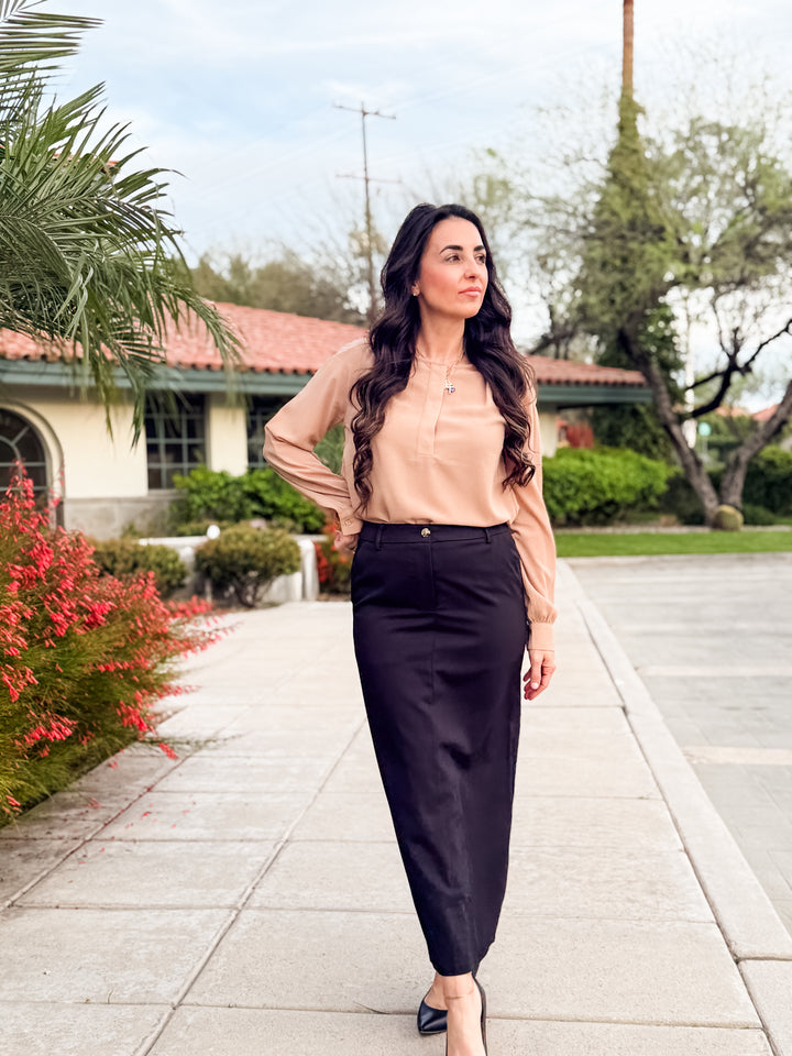 The Victoria Maxi Skirt With Button Closure