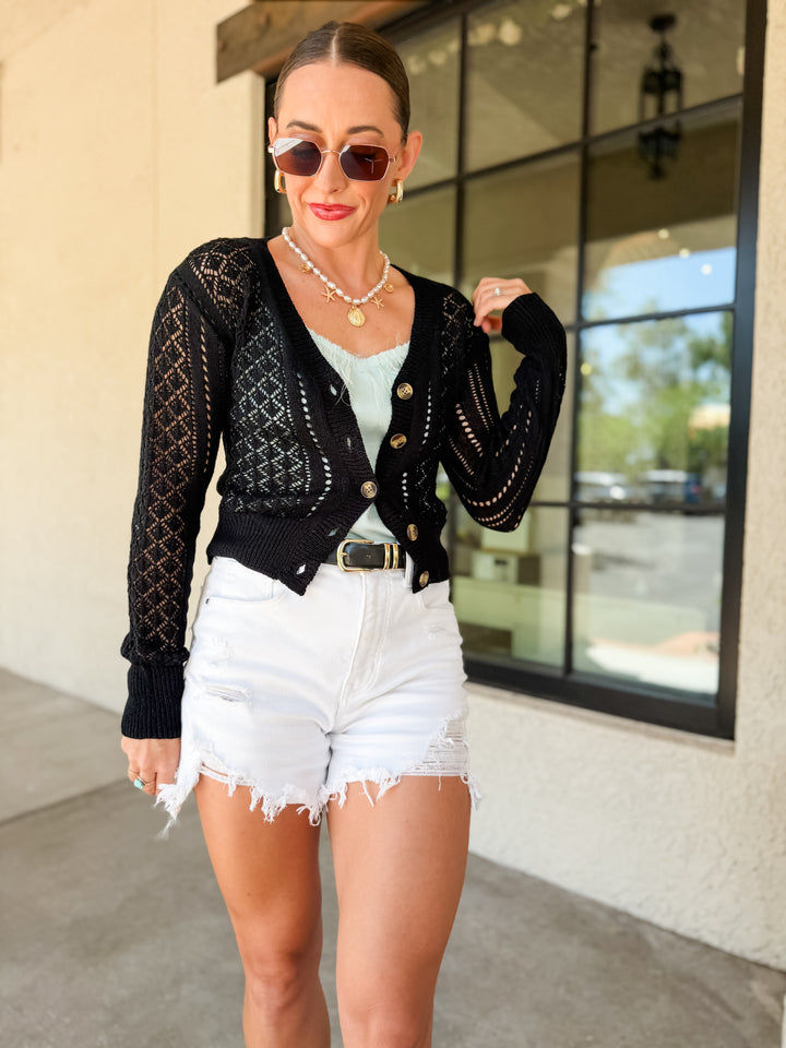 The Vera Crochet Lace Button-Front Cardigan