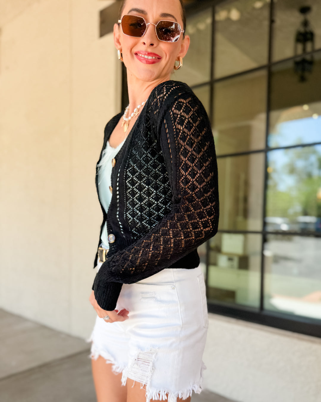 The Vera Crochet Lace Button-Front Cardigan