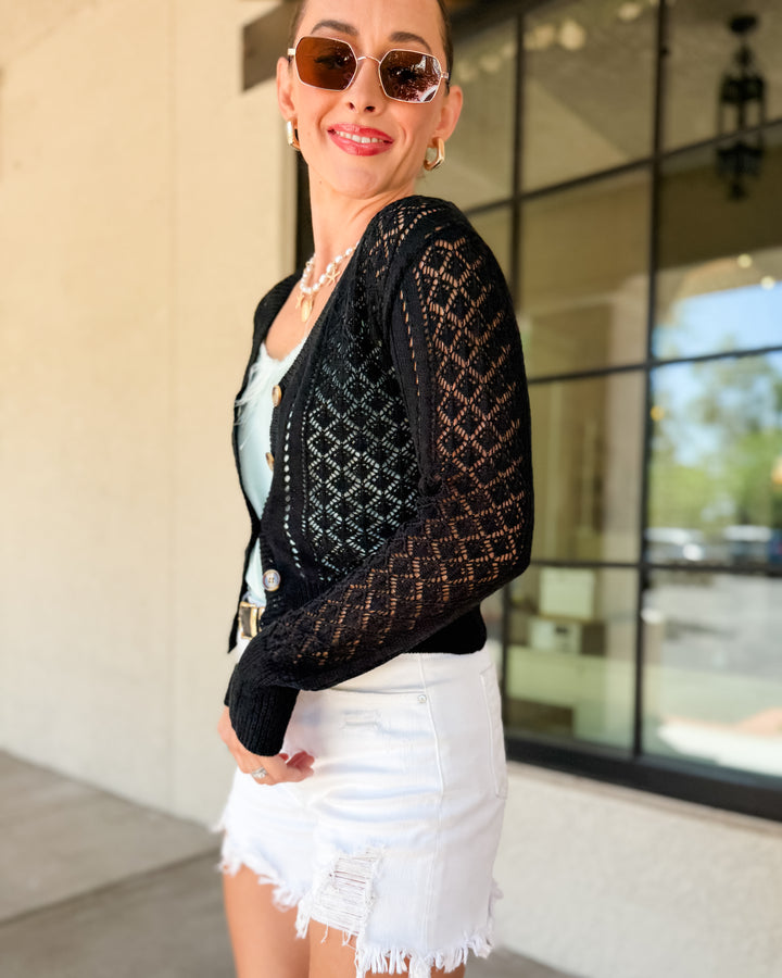 The Vera Crochet Lace Button-Front Cardigan