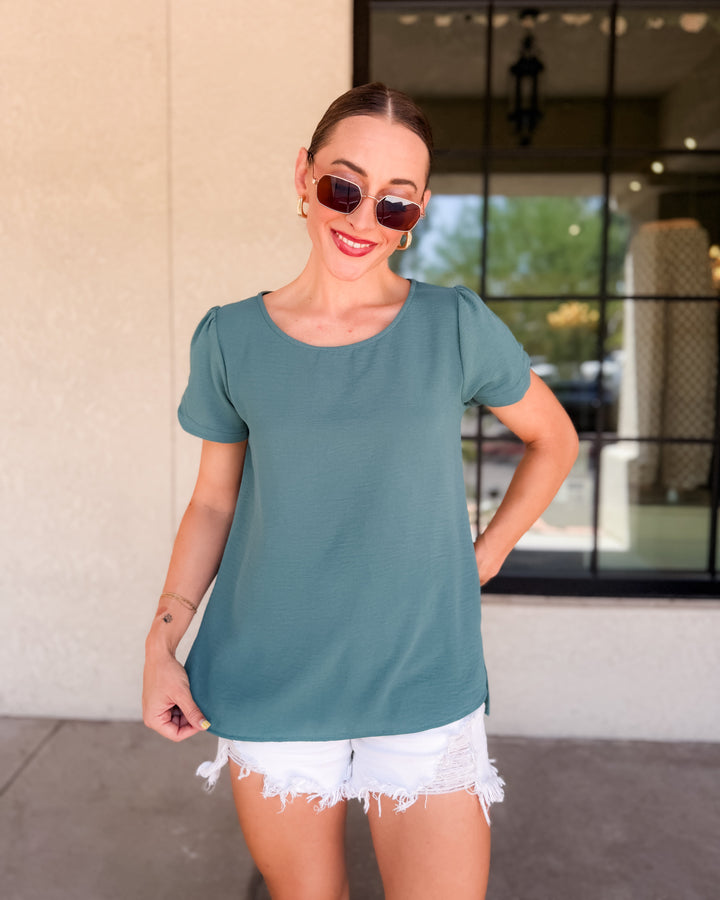 The Marina Short Slit Sleeve High-Low Blouse