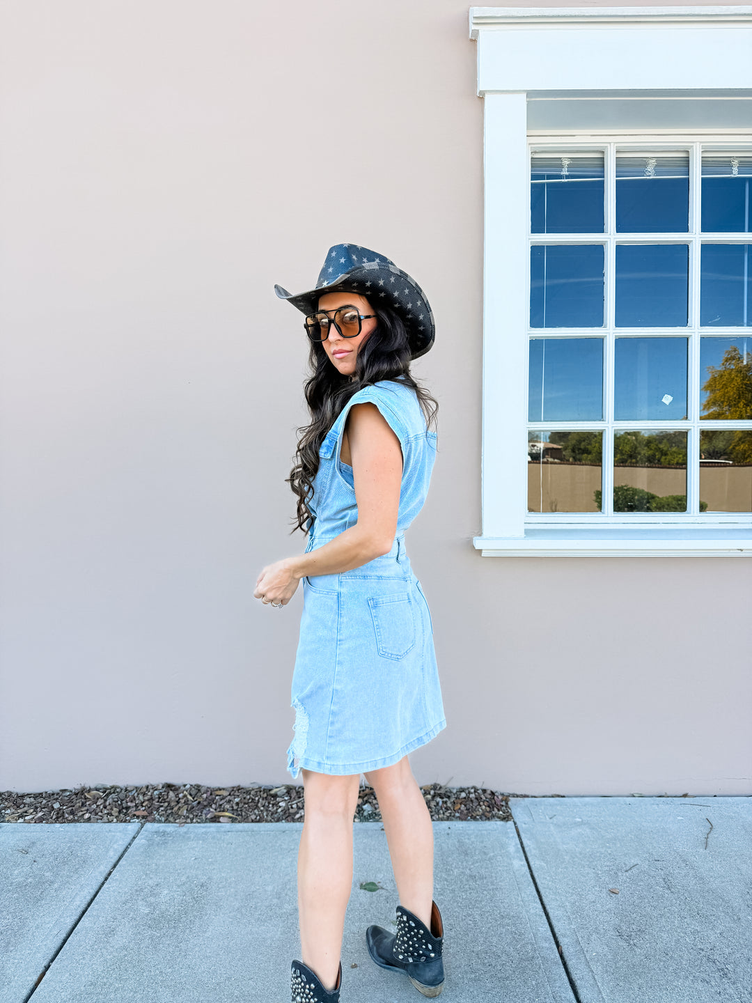 The Madison Sleeveless Denim Mini Dress