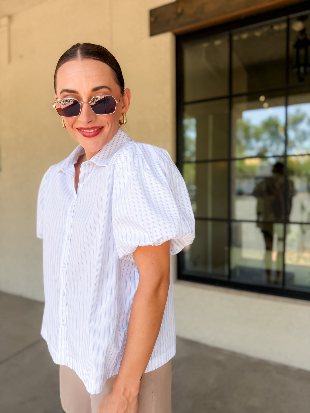 The Celeste Puff Sleeve Button-Down Shirt