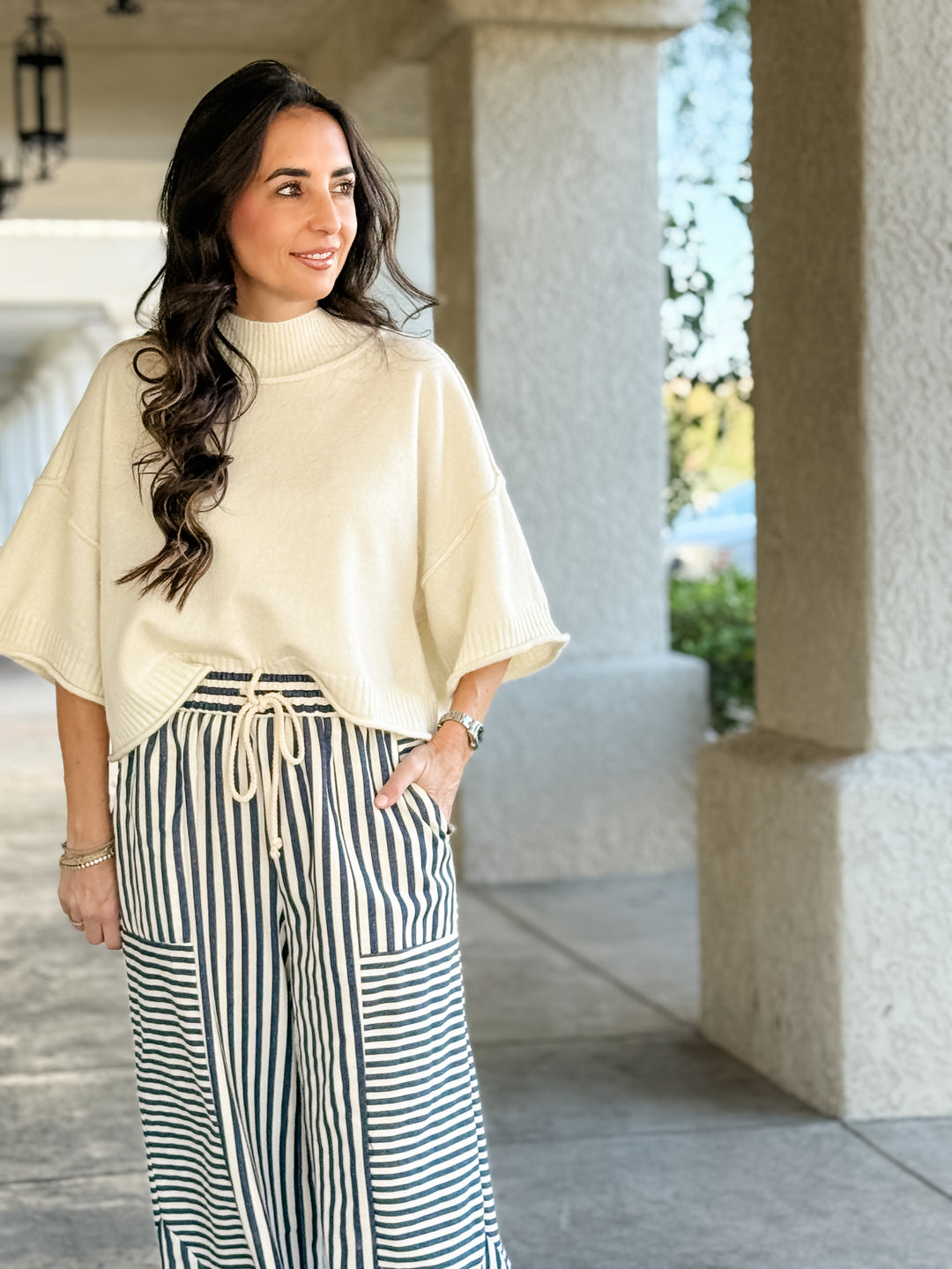 The Claire Sweater Top - Ivory
