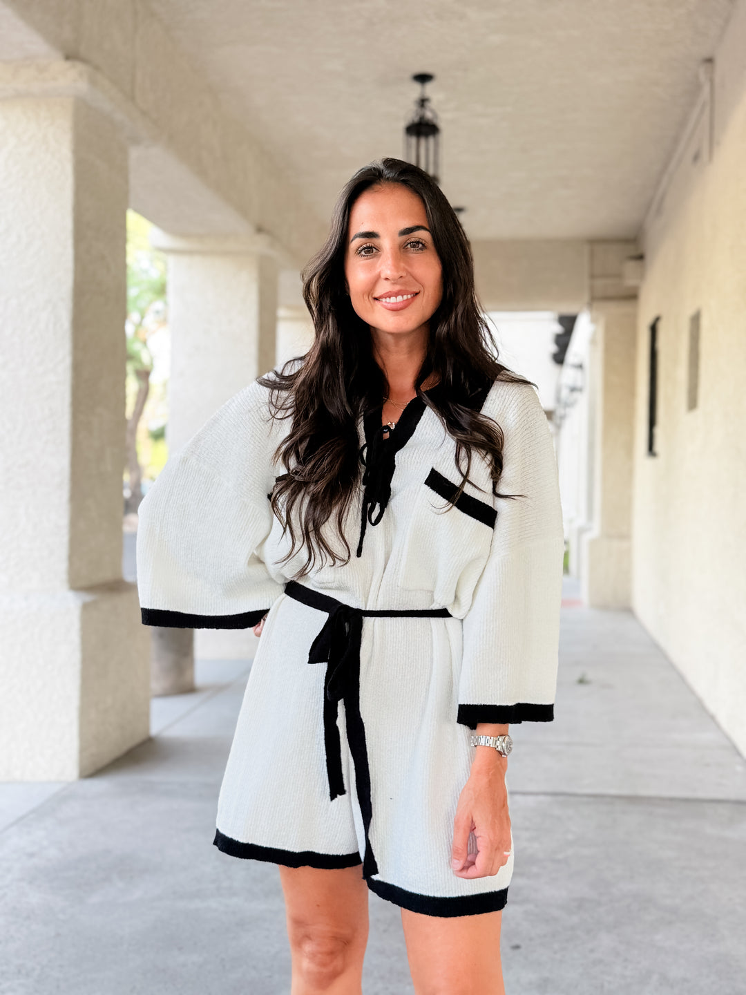 The Colette Contrast Trim Knit Romper