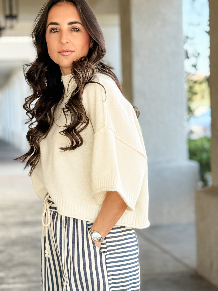 The Claire Sweater Top - Ivory