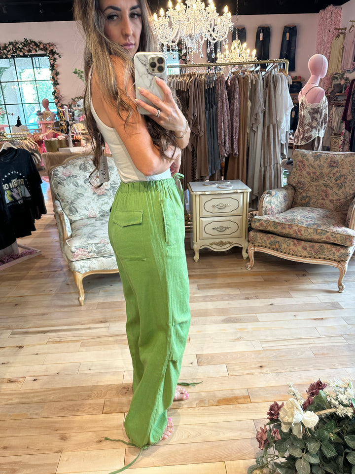 The Olive Drawstring Linen Pants