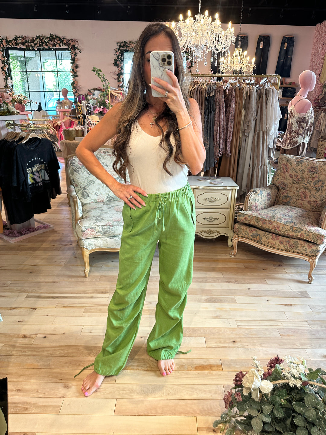 The Olive Drawstring Linen Pants