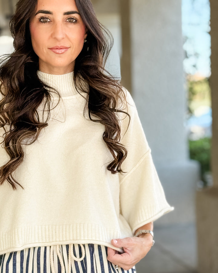 The Claire Sweater Top - Ivory