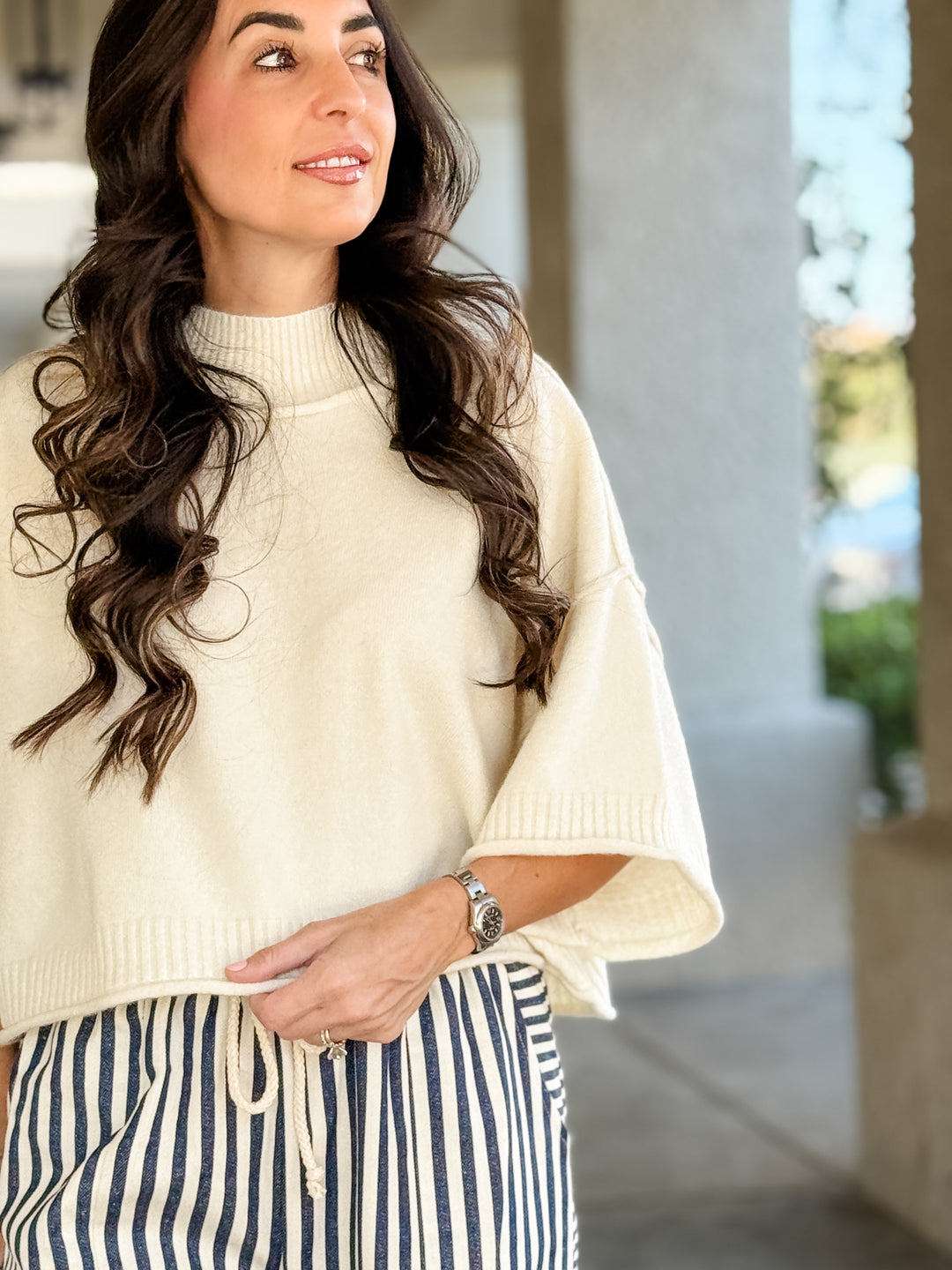 The Claire Sweater Top - Ivory