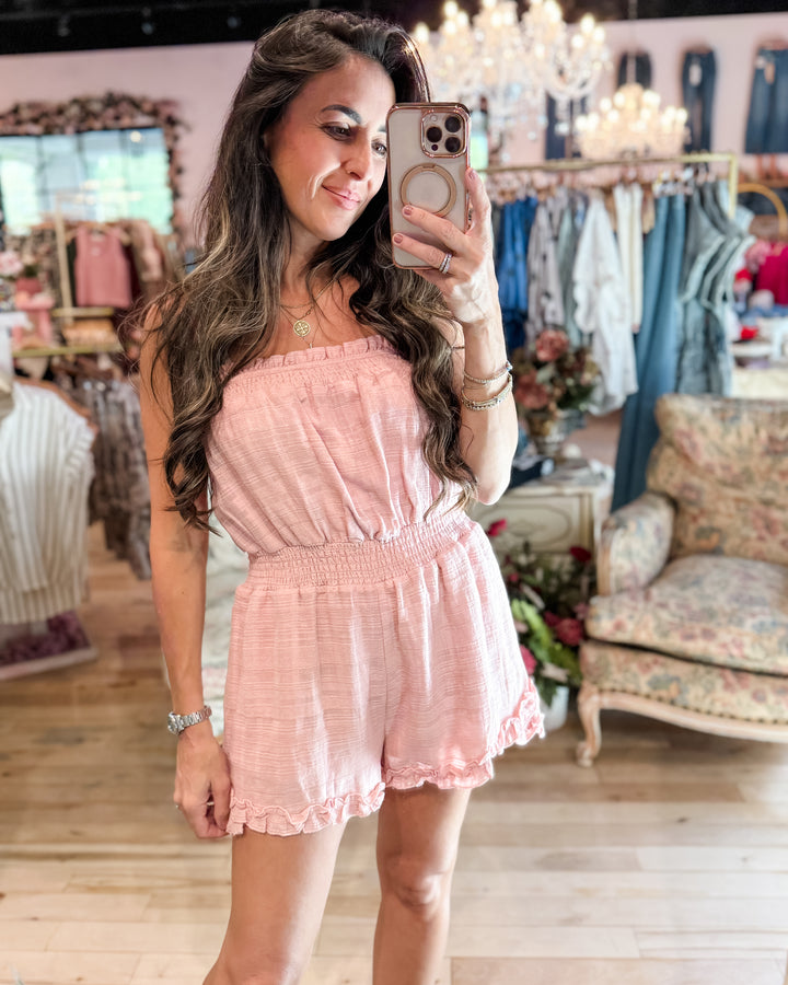 The Christy Strapless Romper with Pockets