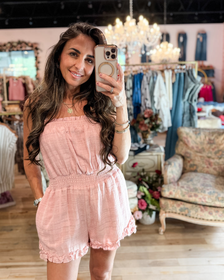 The Christy Strapless Romper with Pockets