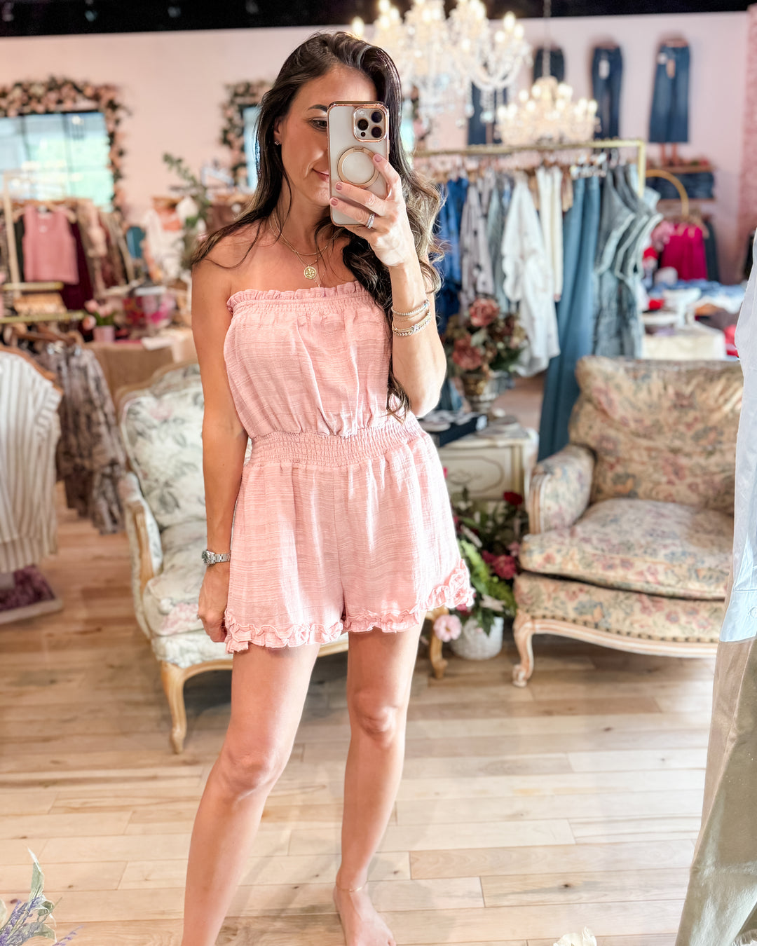 The Christy Strapless Romper with Pockets
