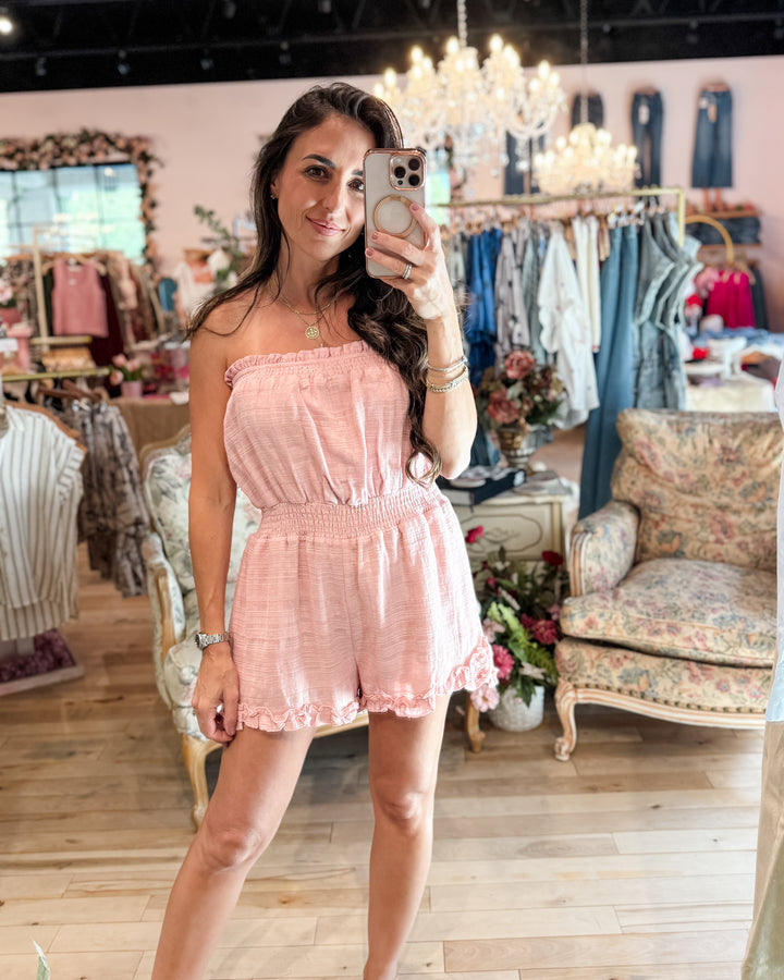 The Christy Strapless Romper with Pockets