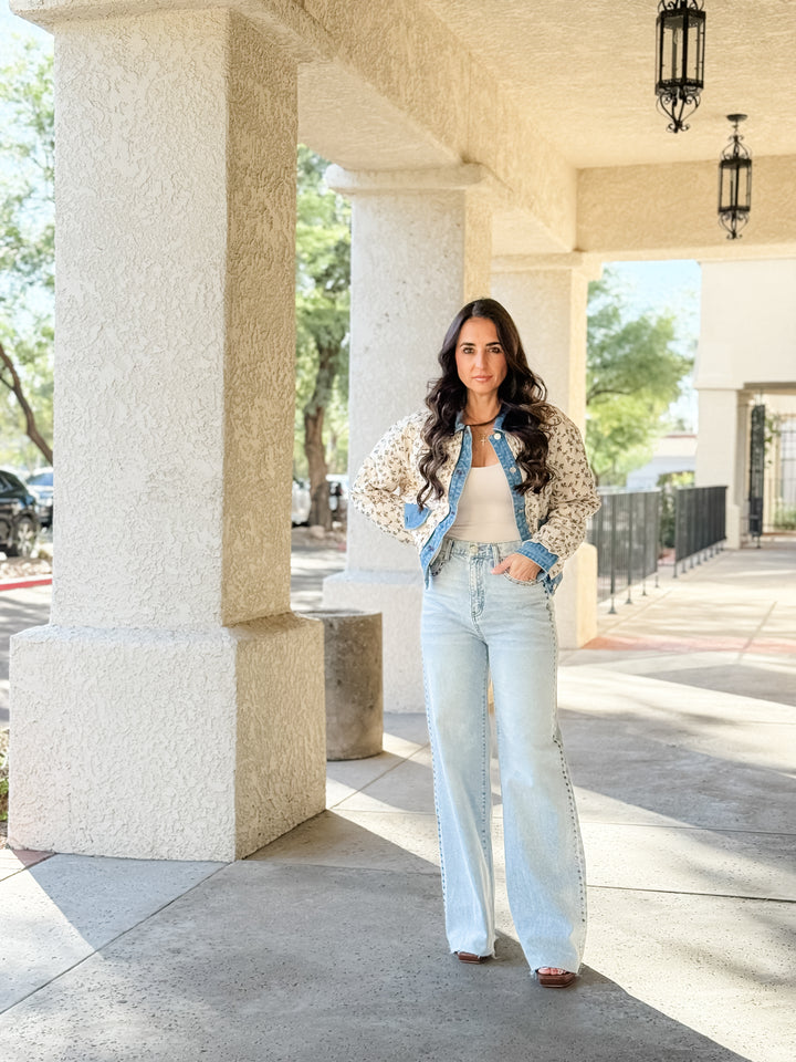 The Lila Quilted Floral Denim Jacket