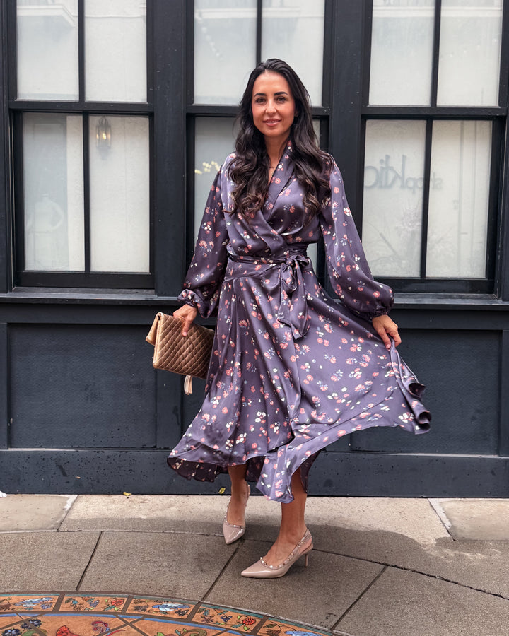 The Celina Floral Wrap Midi Dress