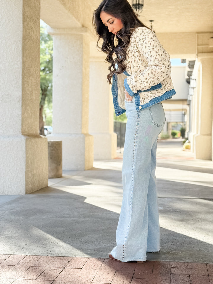 The Lila Quilted Floral Denim Jacket