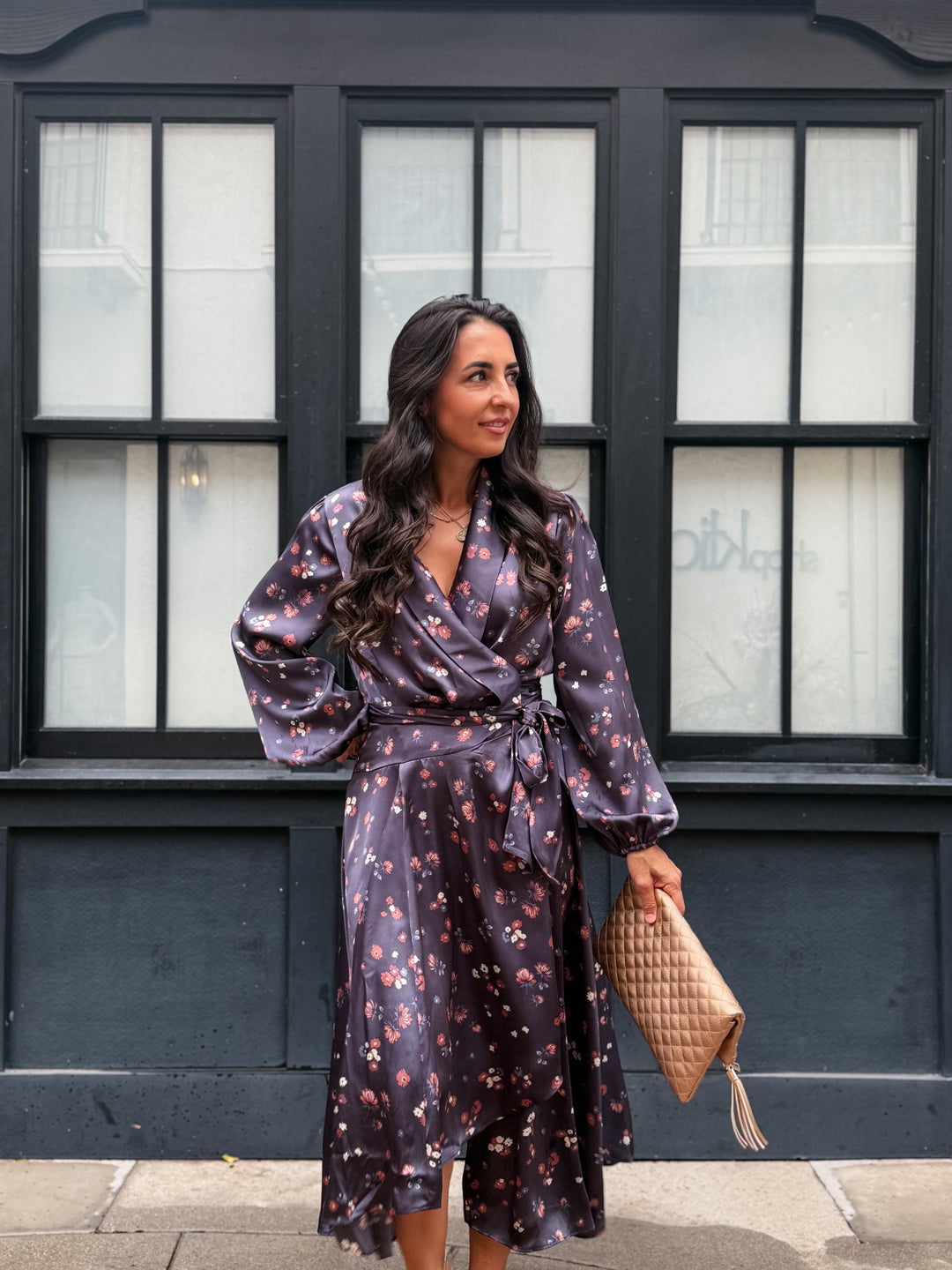 The Celina Floral Wrap Midi Dress