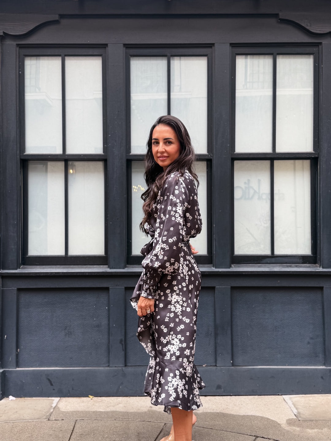 The Aubrey Ann Floral Wrap Midi Dress