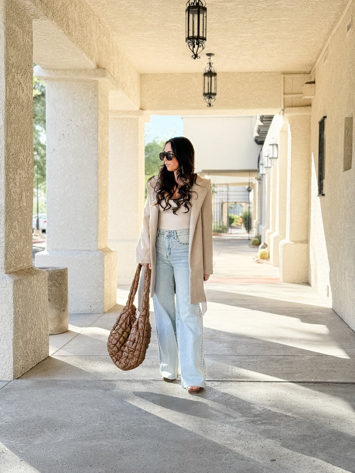 The Estelle Waist Tie Coat - Oatmeal