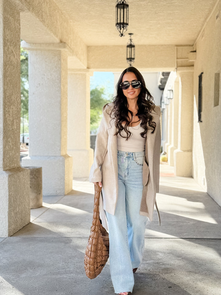 The Estelle Waist Tie Coat - Oatmeal