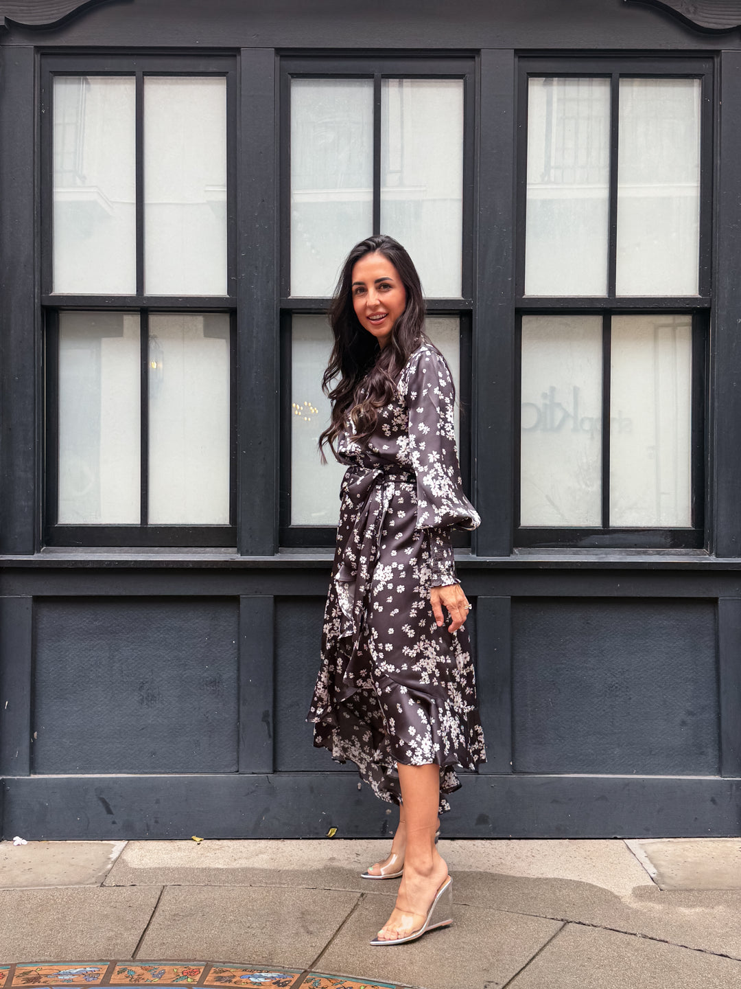 The Aubrey Ann Floral Wrap Midi Dress