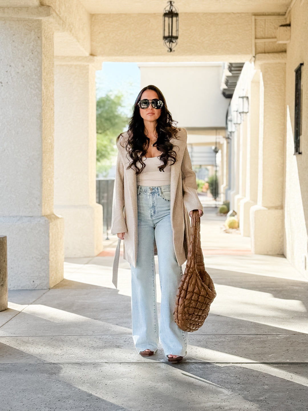 The Estelle Waist Tie Coat - Oatmeal