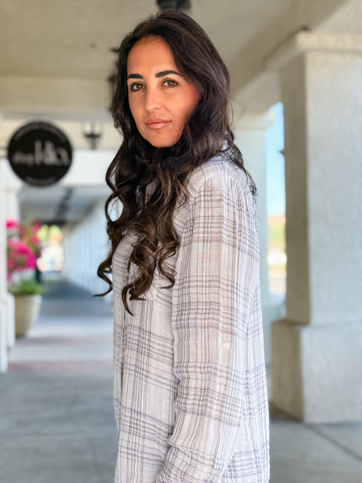 The Oversized Plaid Flannel Shirt - Ivory
