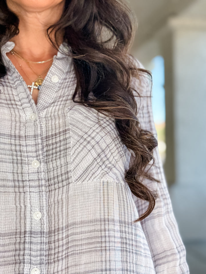 The Oversized Plaid Flannel Shirt - Ivory
