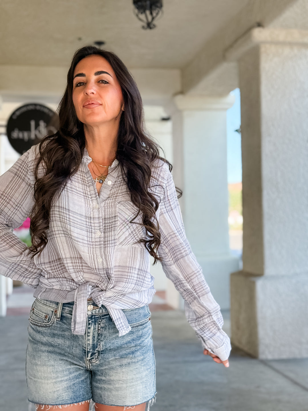The Oversized Plaid Flannel Shirt - Ivory