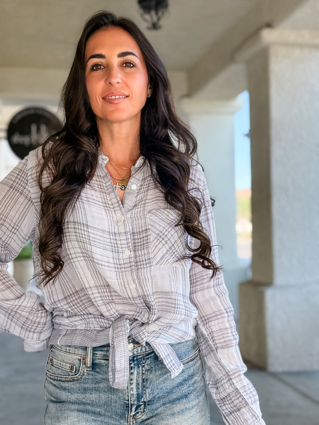 The Oversized Plaid Flannel Shirt - Ivory