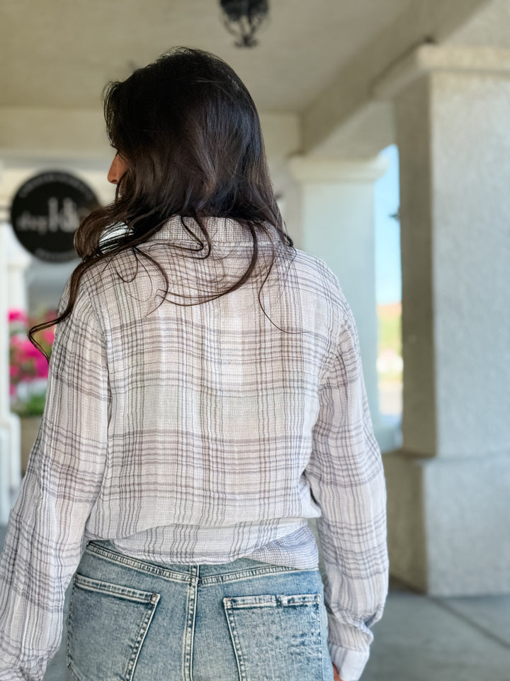 The Oversized Plaid Flannel Shirt - Ivory