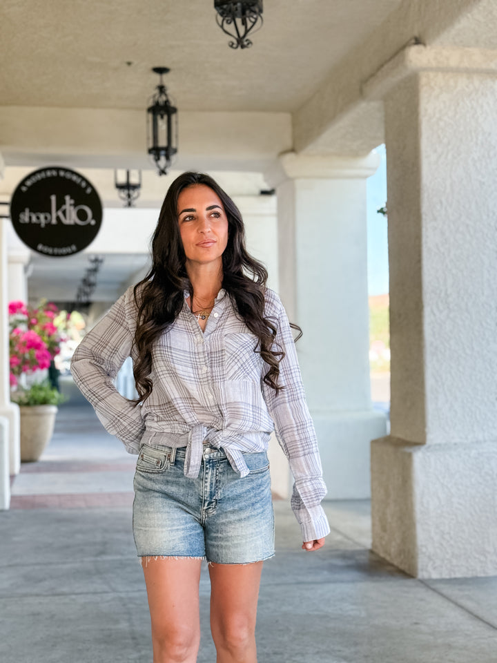 The Oversized Plaid Flannel Shirt - Ivory
