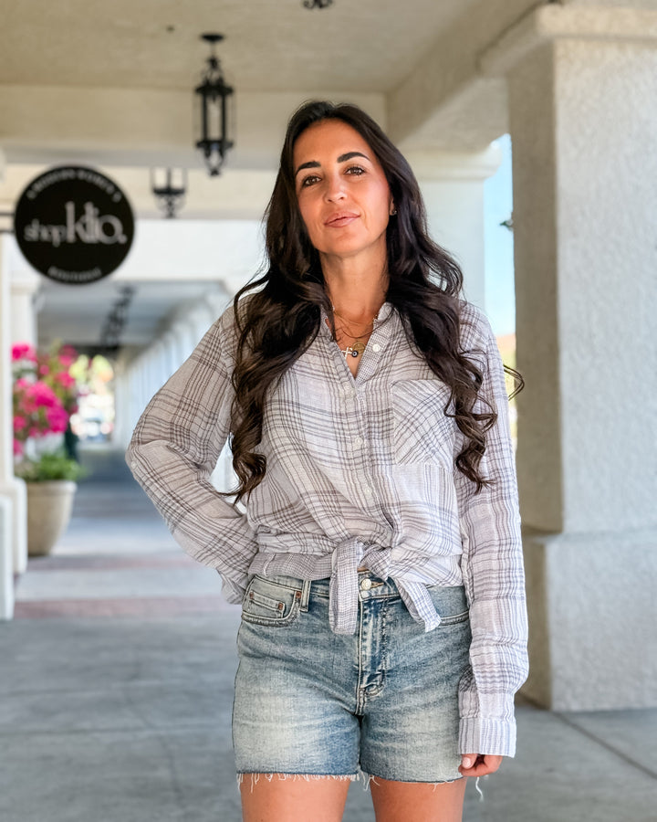 The Oversized Plaid Flannel Shirt - Ivory