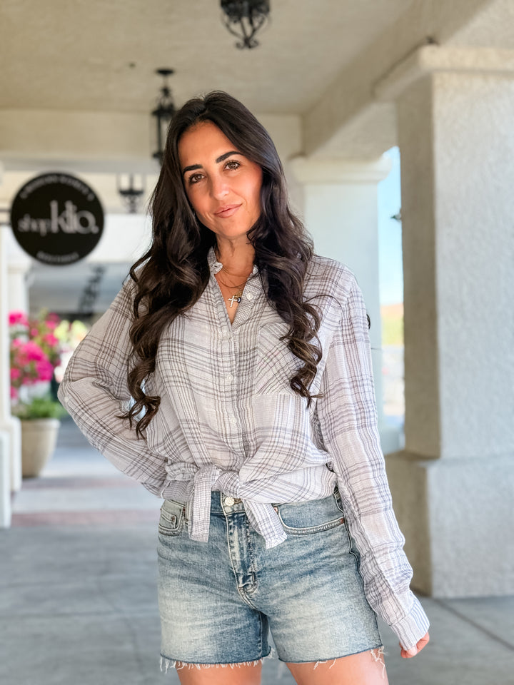 The Oversized Plaid Flannel Shirt - Ivory
