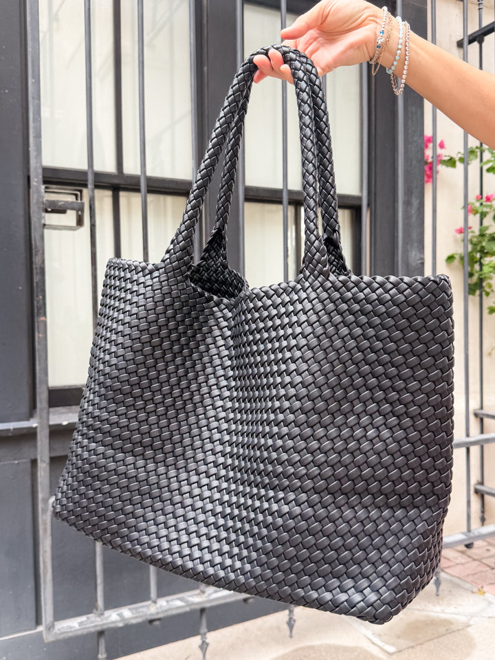 The Solana Woven Tote - Black