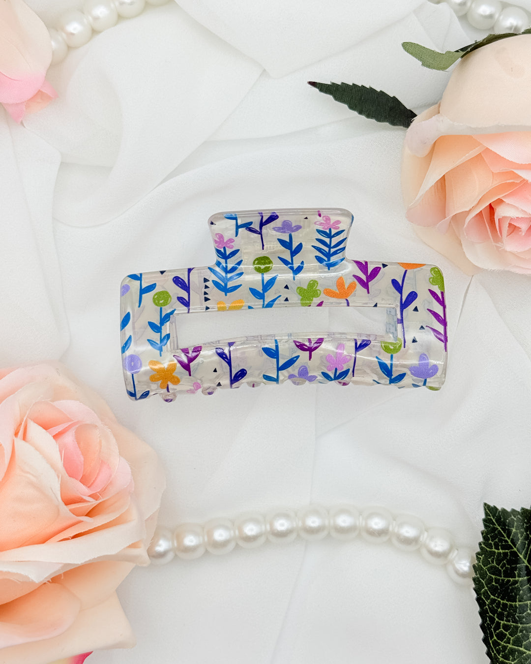 The Marigold Floral Rectangle Hair Claw Clips