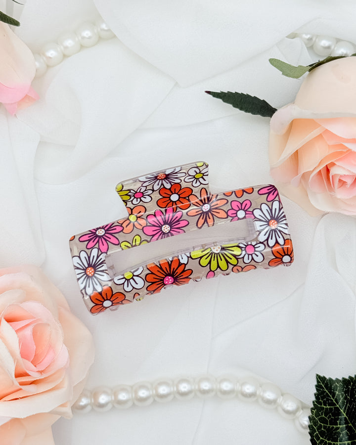 The Marigold Floral Rectangle Hair Claw Clips