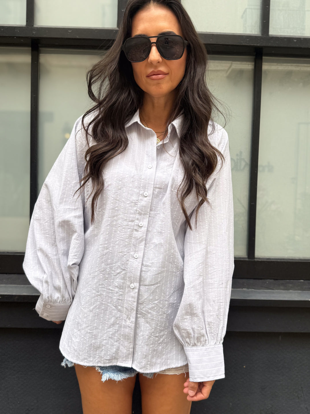 The Simone Balloon Sleeve Button-Down Shirt