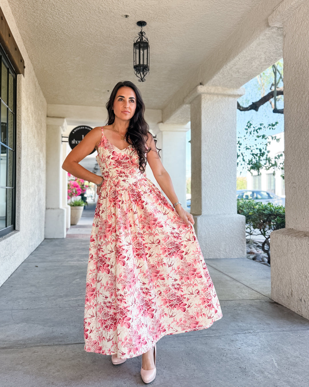 The Garden Bloom Romance Floral Maxi Dress With Back Bow