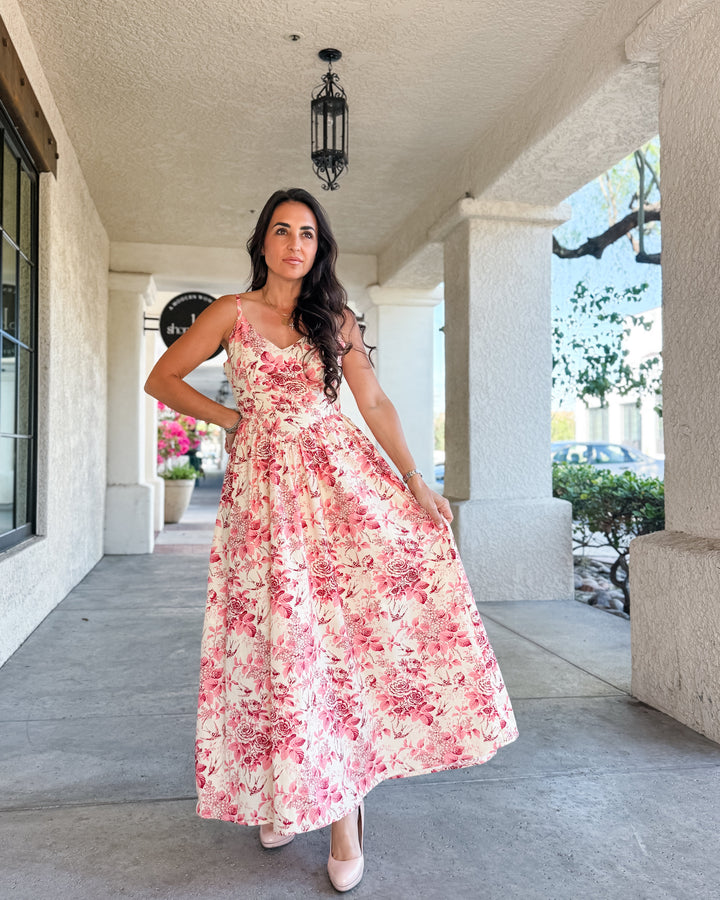 The Garden Bloom Romance Floral Maxi Dress With Back Bow
