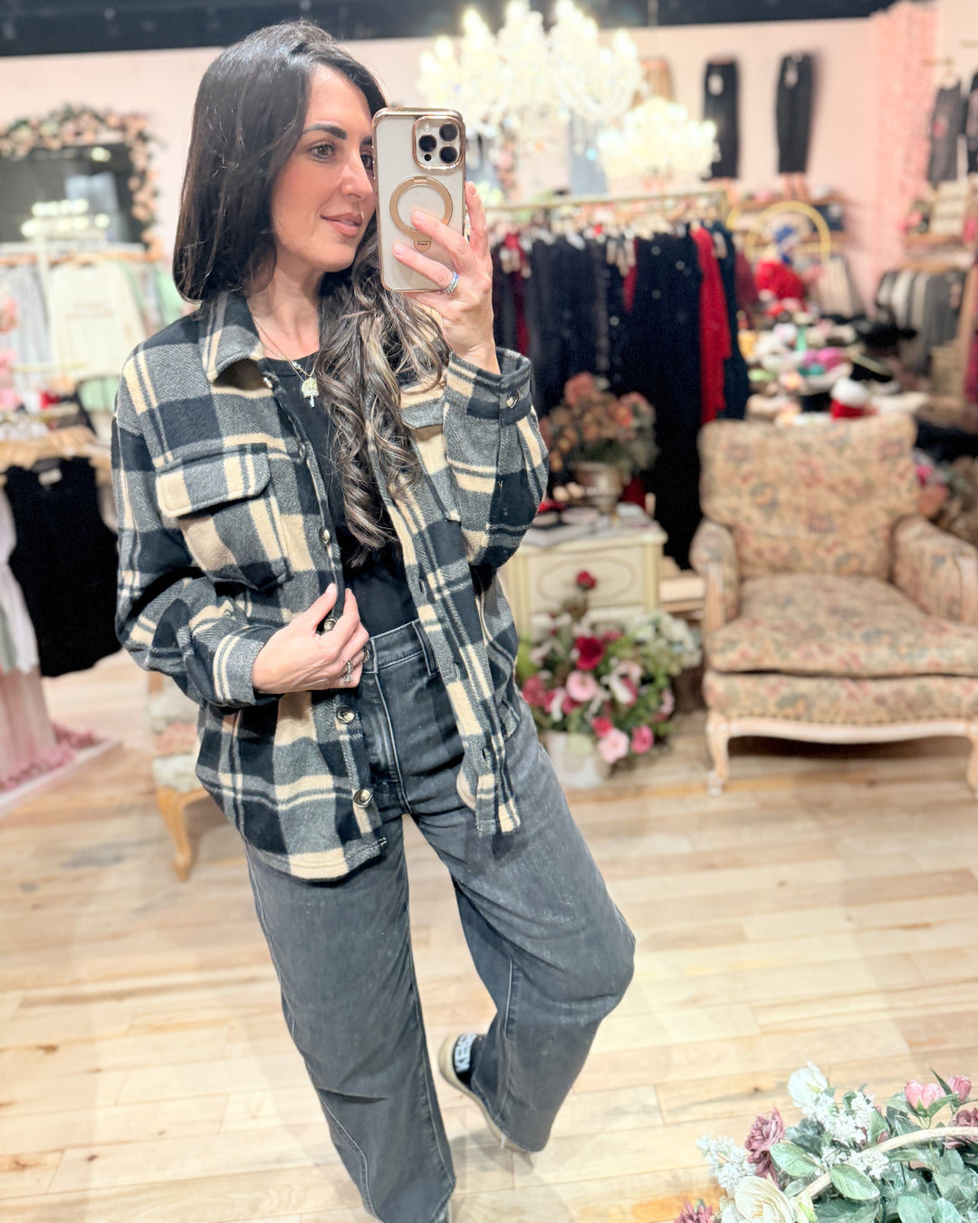 The Emma Check Fleece Shacket