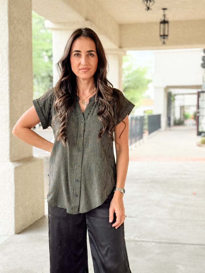 The Livia Striped Top - Black/Taupe