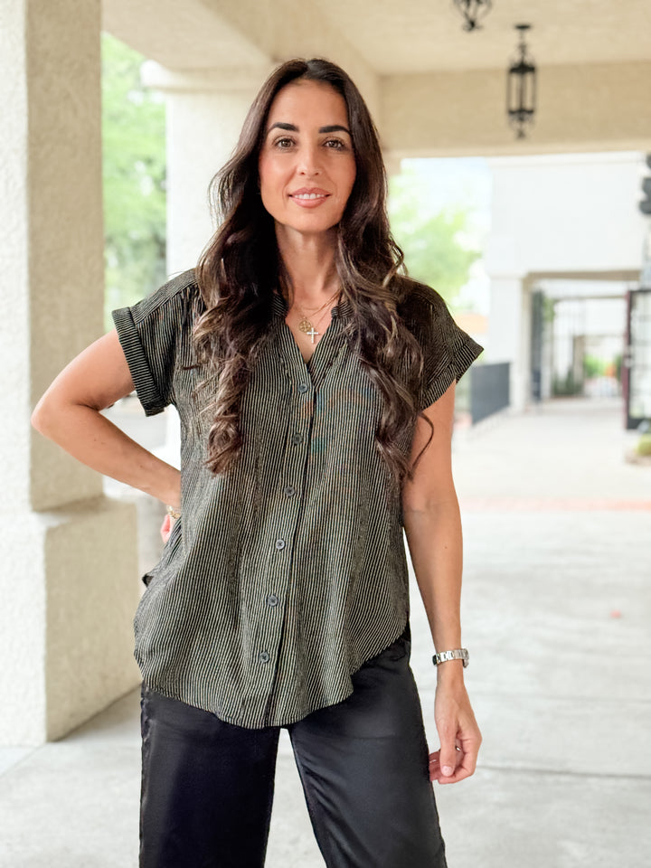 The Livia Striped Top - Black/Taupe